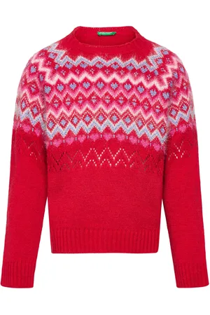 Benetton Sweater L/S Tops Knitwear Pullovers Red