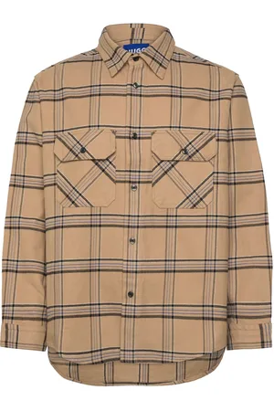 Hugo Blue Ebolt Tops Shirts Casual Beige
