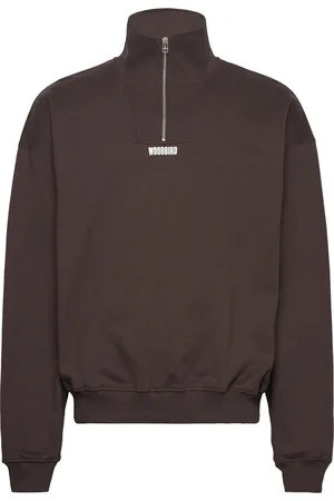 Woodbird Wblee Half Zip Tops Sweatshirts & Hoodies Sweatshirts Brown