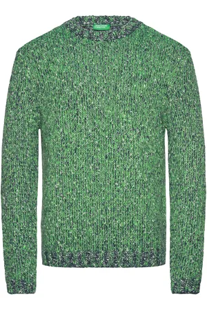 Benetton Sweater L/S Tops Knitwear Round Necks Green