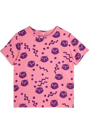 Mini Rodini Squiggly Cats Aop Ss Tee Tops T-Kortærmet Skjorte Pink