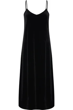 Ralph Lauren Lrl Sl.less V-Neck Long Gown Velvet Nattøj Black