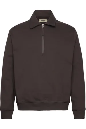 Woodbird Wbtom Zip Polo Tops Knitwear Half Zip Jumpers Brown