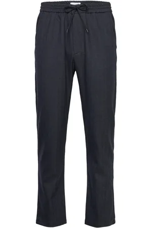 Les Deux Como Herringb Tapered Drawstring Bottoms Trousers Casual Navy