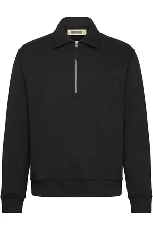 Woodbird Wbtom Zip Polo Tops Knitwear Half Zip Jumpers Black