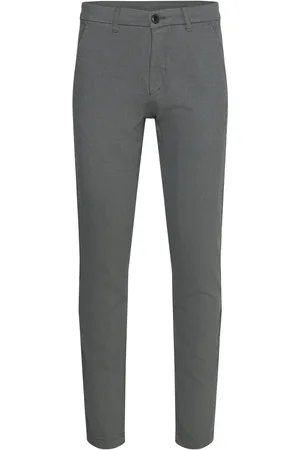 Lindbergh Brushed Chino Pants Bottoms Trousers Chinos Grey