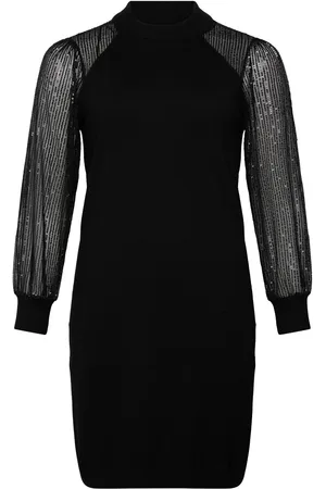 ONLY Carnaja Ls Sequins High Neck Dress Knt Kort Kjole Black