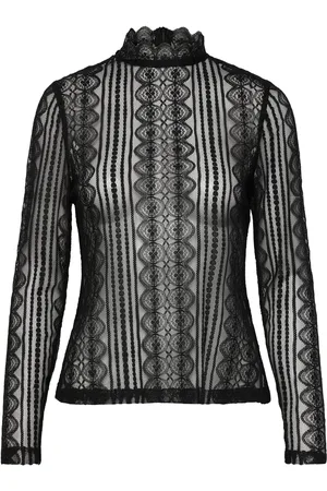 By Malina Fei Lace Top Tops Blouses Long-sleeved Black