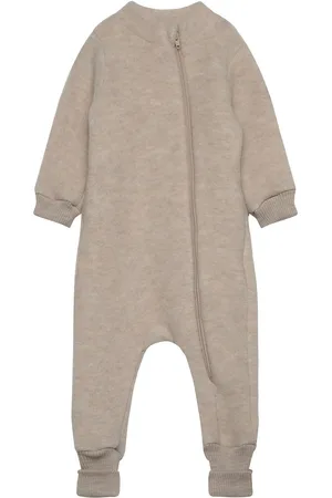 Mikk-Line Wool Suit W Rib Outerwear Fleece Outerwear Fleece Coveralls Beige