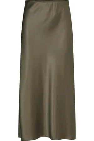 By Malina Aubree Satin Maxi Skirt Skirts Maxi Skirts Khaki Green
