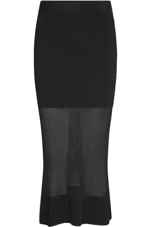 By Malina Vide Sheer Knitted Skirt Skirts Knee-length & Midi Skirts Black