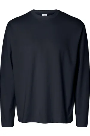 SELECTED Slhlooseoscar Ls O-Neck Tee Noos Tops T-Langærmet Skjorte Navy