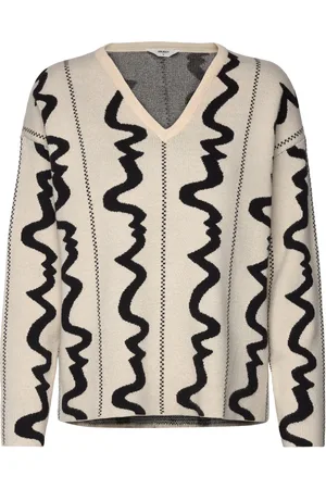 Object Objray L/S V-Neck Top E Div Tops Knitwear Jumpers Beige