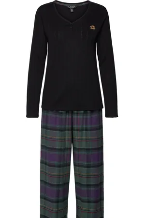 Ralph Lauren Lrl L/S Knit Henley Long Pant Pj Set Pyjamas Nattøj Khaki Green