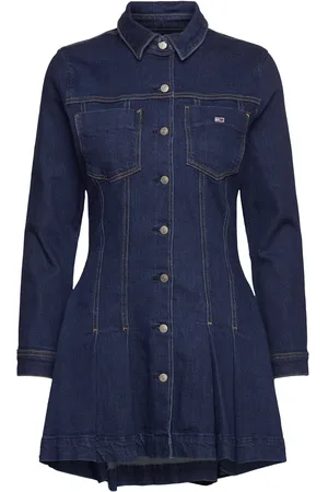 Tommy Hilfiger Denim Pleated Trucker Dress Kort Kjole Navy