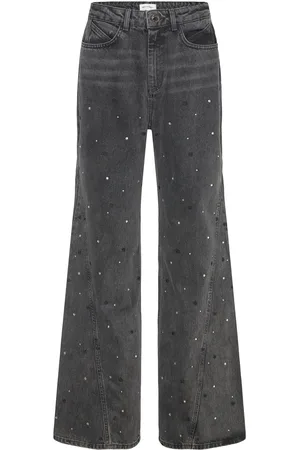 Fabienne Chapot Bonnie Wide Leg - Rhinest Bottoms Jeans Wide Grey