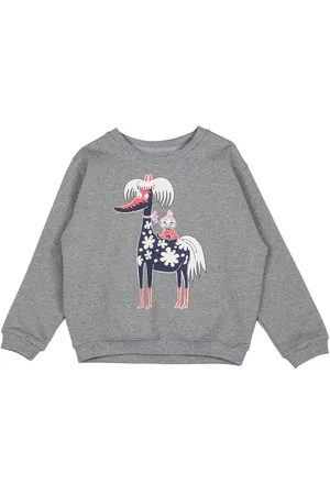 Mumin Ridning Collegetröja Tops Sweatshirts & Hoodies Sweatshirts Grey