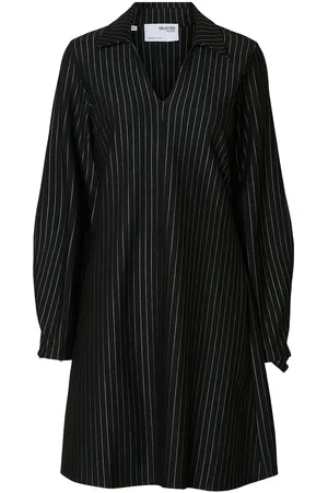 SELECTED Slfpennie Ls Short Dress Kort Kjole Black