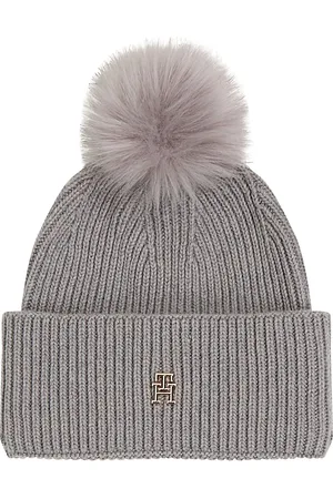Tommy Hilfiger Elevated Chic Beanie W/Pompom Accessories Headwear Beanies Grey