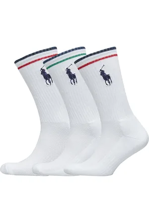 Ralph Lauren Big Pony Athletic Crew Sock 3-Pack Underwear Socks Regular Socks White