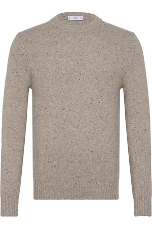 MANGO Marled Wool Knitted Sweater Tops Knitwear Round Necks Beige