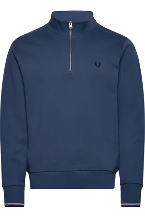 Fred Perry Half Zip Sweatshirt Tops Sweatshirts & Hoodies Sweatshirts Blue