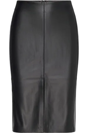 MANGO Leather-Effect Pencil Skirt Skirts Knee-length & Midi Skirts Black