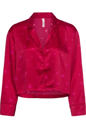 Hunkemöller Satin Long-Sleeved Jacket Top Red