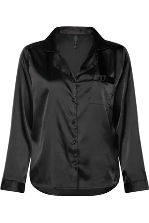 Hunkemöller Satin Long-Sleeved Jacket Top Black
