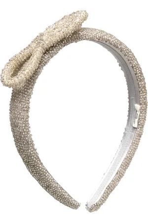 Beck Söndergaard Bow Slim Beaded Hairbrace Accessories Hair Accessories Hair Band Silver