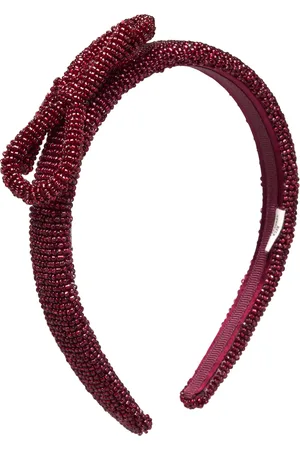 Beck Söndergaard Bow Slim Beaded Hairbrace Accessories Hair Accessories Hair Band Burgundy