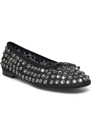 MANGO Studded Mesh Ballerina Shoes Ballerinasko Ballerinaer Black