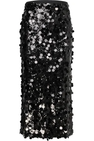 BUBBLEROOM Zandrea Sequin Ankle Skirt Skirts Knee-length & Midi Skirts Black