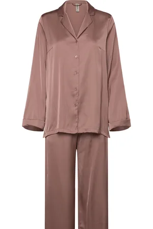 Lindex Pyjama Long Sleeve Satin Pyjamas Nattøj Brown