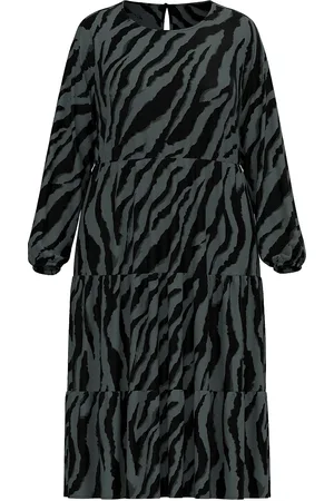 ONLY Carzorra L/S O-Neck Dress Wvn Knælang Kjole Black
