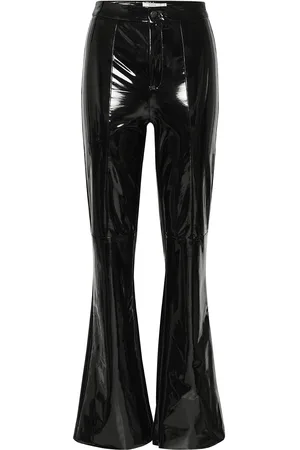 Gestuz Lakleygz Hw Flared Pants Bottoms Trousers Leather Leggings-Bukser Black