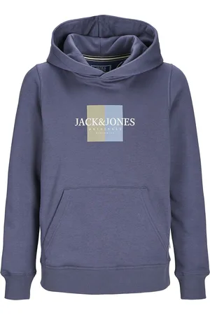 JACK & JONES Jorfrederiksberg Box Sweat Hood Sn Jnr Tops Sweatshirts & Hoodies Hoodies Blue Jack & J S