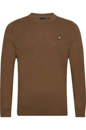 Lyle & Scott Cotton Merino Crew Neck Jumper Tops Knitwear Round Necks Brown