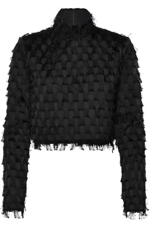 DAY Birger et Mikkelsen Lynette - Abstract Fringes Designers Blouses Long-sleeved Black