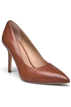 Ralph Lauren Lindella Ii Burnished Leather Pump Shoes Heels Pumps Classic Brown