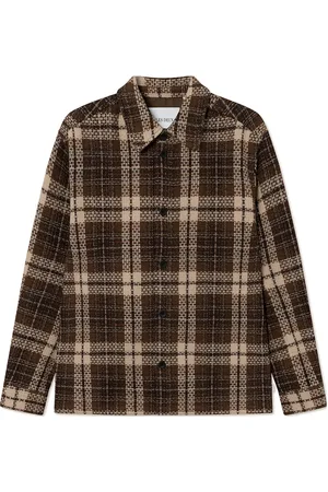 Les Deux Jonathan Check Overshirt Tops Overshirts Brown