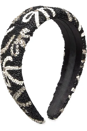 Beck Söndergaard Bow Wide Beaded Hairbrace Accessories Hair Accessories Hair Band Black