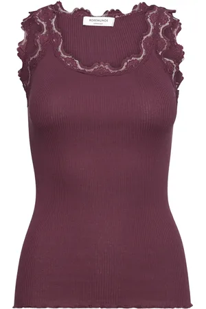 Rosemunde Rwbabette Silk Sl U-Neck Long Lace Tops T-shirts & Tops Sleeveless Burgundy