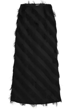 BUBBLEROOM Wynona Fringe Skirt Skirts Knee-length & Midi Skirts Black