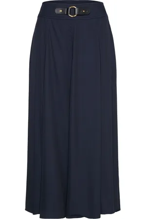 Ralph Lauren Buckle-Trim Twill Midi Skirt Skirts Knee-length & Midi Skirts Navy
