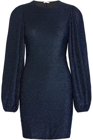 BUBBLEROOM Puff Sleeve Sparkling Dress Kort Kjole Navy