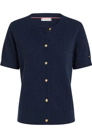 Tommy Hilfiger Mini Cable C-Nk Cardi Ss Tops Knitwear Cardigans Navy