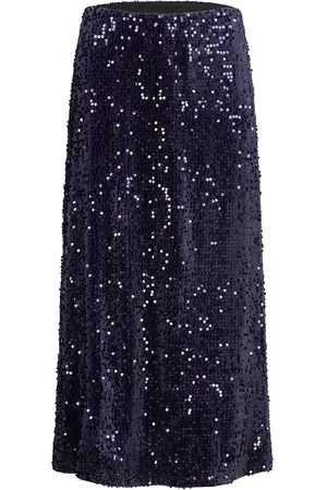 BUBBLEROOM Sequin A-Line Midi Skirt Skirts Knee-length & Midi Skirts Blue