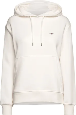 GANT Shield Hoodie Tops Sweatshirts & Hoodies Hoodies Cream