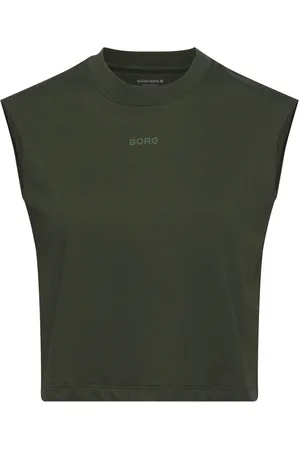 Björn Borg Borg Cropped Tank Sport Women Sport Clothing Sports Tops & T-shirts Sport Crop Tops Sport Sleeveless Crop Tops Khaki Green